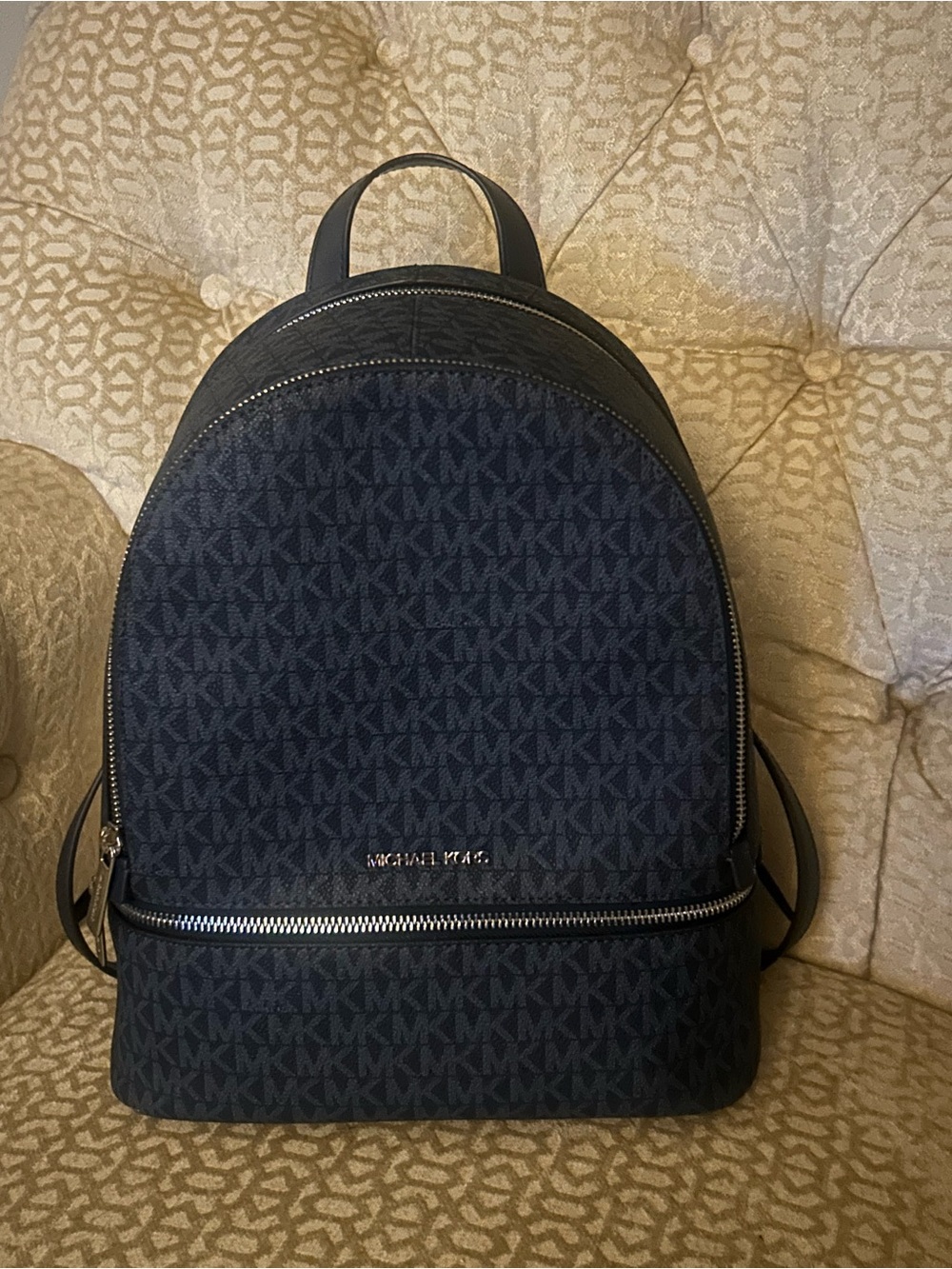 Michael Kors Men's Navy and Black Signature MK Backpack